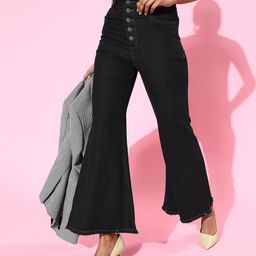 SASSAFRAS Women Black Wide Leg High-Rise Jeans-picture-29