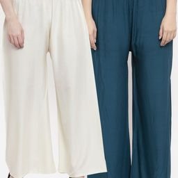 TAG 7 Women Pack Of 2 Solid Straight Palazzos-picture-28