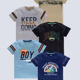 BAESD Boys Pack Of 5 Printed Pure Cotton T-shirts-image-39