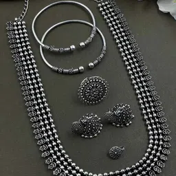 NAMAN ARTS Silver Plated Oxidised Jewellery Set-picture-13