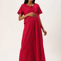 Nejo Printed Maternity Pure Cotton Maxi Nightdress-picture-24