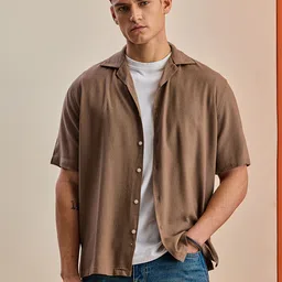 Snitch Textured Cuban Collar Boxy Casual Shirt-picture-14