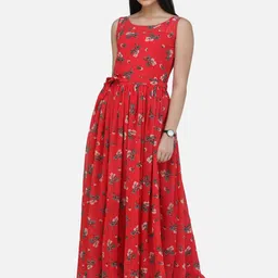 SCORPIUS Women Red Printed Maxi Dress-picture-15