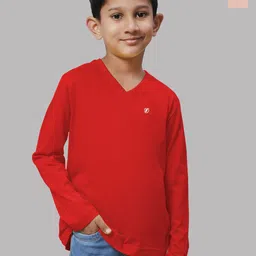 Friskers Boys Red 2 V-Neck Raw Edge T-shirt-image-82