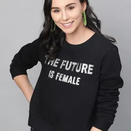 STREET 9 Women Black Printed Sweatshirt-image-63