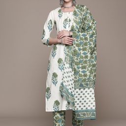 Readiprint Fashions Floral Printed Beads & Stones Pure Cotton Kurta Set-image-8