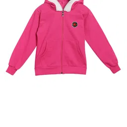 SWEET ANGEL Girls Pink Solid Hooded Sweatshirt-image-47