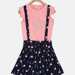 Peppermint Girls Pink Printed T-shirt with Shorts-image-72