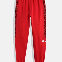 HRX by Hrithik Roshan Boys Red Printed Detail Pure Cotton Joggers-picture-10