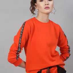 STREET 9 Women Orange Solid Sweatshirt-image-47