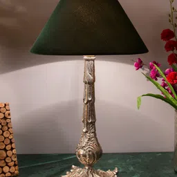 Homesake Silver-Toned Solid Victorian Handcrafted Table Lamp with Shade-image-52