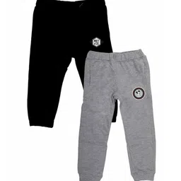 YK Disney Boys Pack of 2 Grey & Black Solid Slim Fit Joggers-picture-18