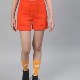 STREET 9 Women Orange Solid Regular Fit Sports Shorts-picture-31