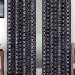SWAYAM Grey Set of 2 Black Out Long Door Curtain-image-29