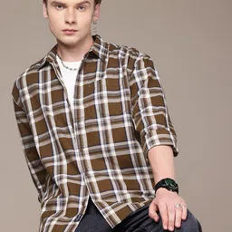 The Roadster Life Co. Relaxed Fit Checked Drop-Shoulder Sleeves Pure Cotton Casual Shirt-image-69