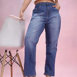 DressBerry Curve Women Straight Fit Mid-Rise Light Fade Stretchable Jeans-picture-19