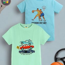 ZIP ZAP ZOOP Boys Pack Of 2 Printed Round Neck Pure Cotton T-shirt-picture-29