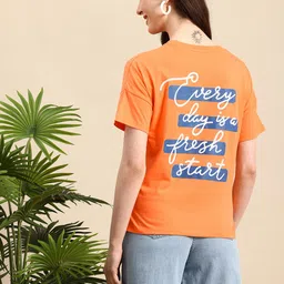 Mast & Harbour Typography Printed Drop-Shoulder Sleeves Pure Cotton Relaxed Fit T-shirt-picture-36