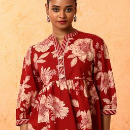 Jaipur Kurti Floral Printed Pure Cotton Peplum Top-picture-47