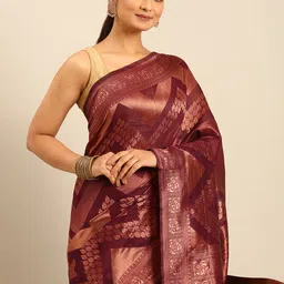 SANGAM PRINTS Geometric Woven Design Saree-picture-13