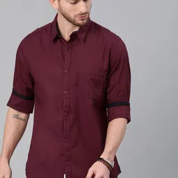 Roadster Men Maroon Pure Cotton Sustainable Casual Shirt-image-2