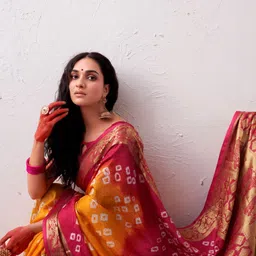 Bandhanivilla Bandhani Zari Pure Silk Bandhani Saree-picture-12