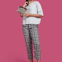 Kryptic Women Checked Pure Cotton Relaxed-Fit Lounge Pants-picture-15