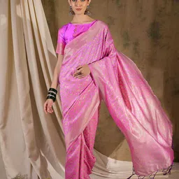DEVATITHI Baby Pink Banarasi Silk Saree-picture-24