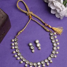 Anouk Women Gold Plated Round Shape Kundan Studded Short Jewellery Set-image-69