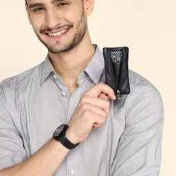 Sassora Black & Silver Toned Genuine Leather Key Chain-picture-31