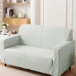 HOUSE OF QUIRK Sea Green 1 Piece Sofa Cover With Arms-picture-31
