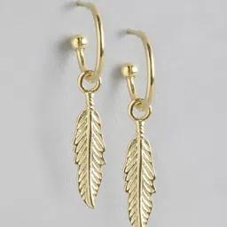 Carlton London Gold-Plated Leaf Shaped Drop Earrings-picture-13