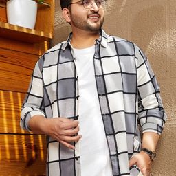 Instafab Plus Men Comfort Opaque Checked Casual Shirt-image-63