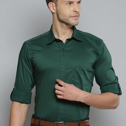 DENNISON Men Green Smart Slim Fit Stretchable Lycra Formal Shirt-picture-7