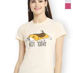 Fabflee Women Multicoloured 3 V-Neck Applique T-shirt-picture-23