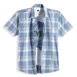 CHARCHIT Boys Tartan Checks Casual Shirt With T-Shirt-image-89