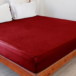 HOMEMONDE Maroon Solid King Waterproof Mattress Protector-picture-33