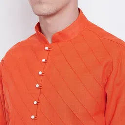 SG LEMAN Men Orange Solid Kurta with Churidar image 4