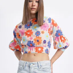 glitchez Blossom Babe Puff Sleeve Blouson Top image 3