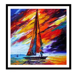 999Store Multicoloured Boat Wall Painting image 2