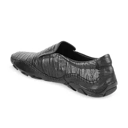 J.FONTINI Men Black Textured Leather Formal Loafers image 4