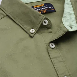 The Indian Garage Co Men Green Slim Fit Cotton Casual Shirt image 2
