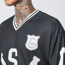 boohooMAN Printed Oversized Varsity T-shirt image 3