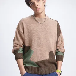 glitchez Artsy Abstract Self-Design Textured Pullover image 3