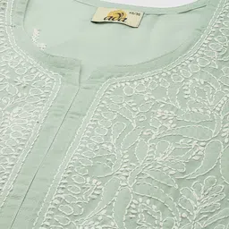 ADA Grey & White Ethnic Motifs Embroidered Chikankari Kurti image 4