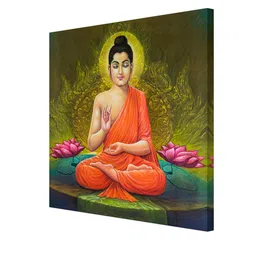 999Store Green & Orange Shutter Stock Modern Art Buddha Canvas Wall Painting image 3