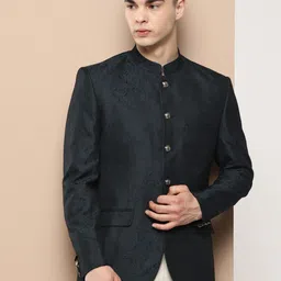 INVICTUS Slim Fit Self Design Bandhgala Blazer image 5