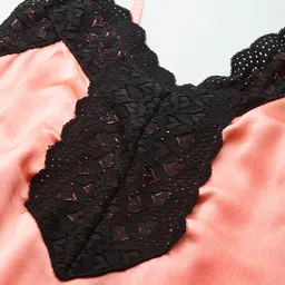 ms.lingies Ms Lingies Pink & Black Satin Baby Doll with Robe image 5