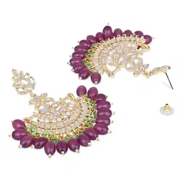 I Jewels Gold-Plated Kundan Contemporary Chandbali Earring image 2