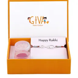 GIVA 925 Sterling Silver Infinity Rakhi with Roli Chawal image 5